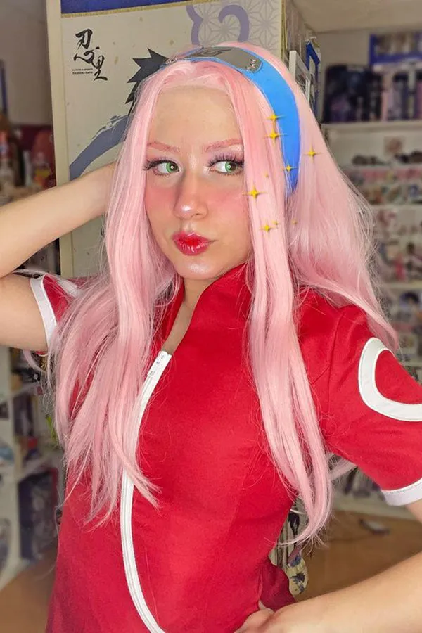 24" Pink Lace Front Synthetic Wig 20274