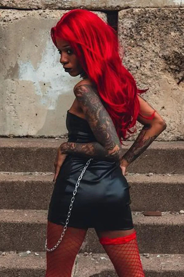 24" Red Lace Front Synthetic Hair Wig 20020