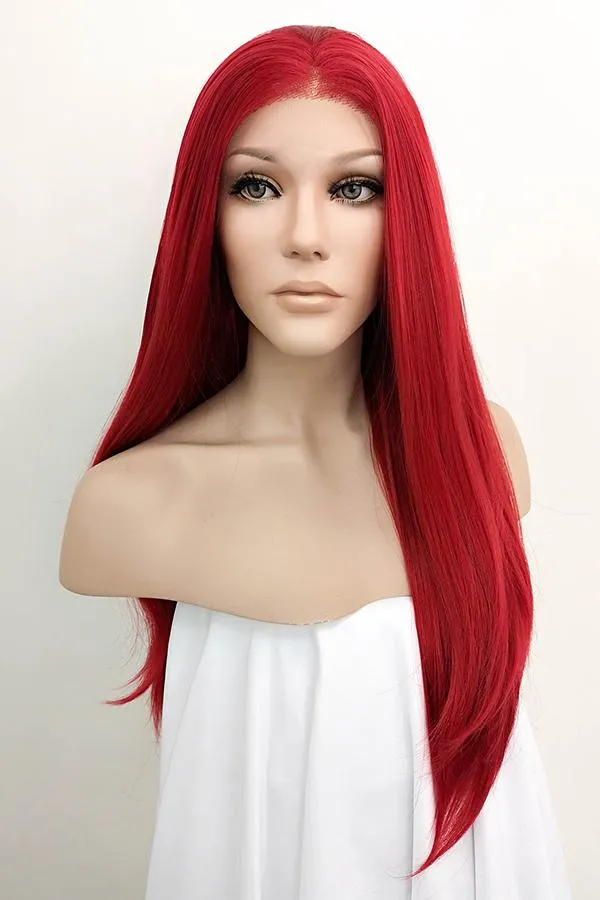 24" Red Lace Front Synthetic Hair Wig 20020