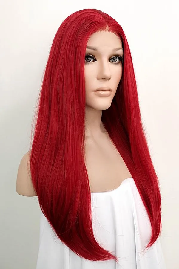 24" Red Lace Front Synthetic Hair Wig 20020