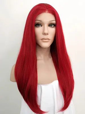 24" Red Lace Front Synthetic Hair Wig 20020