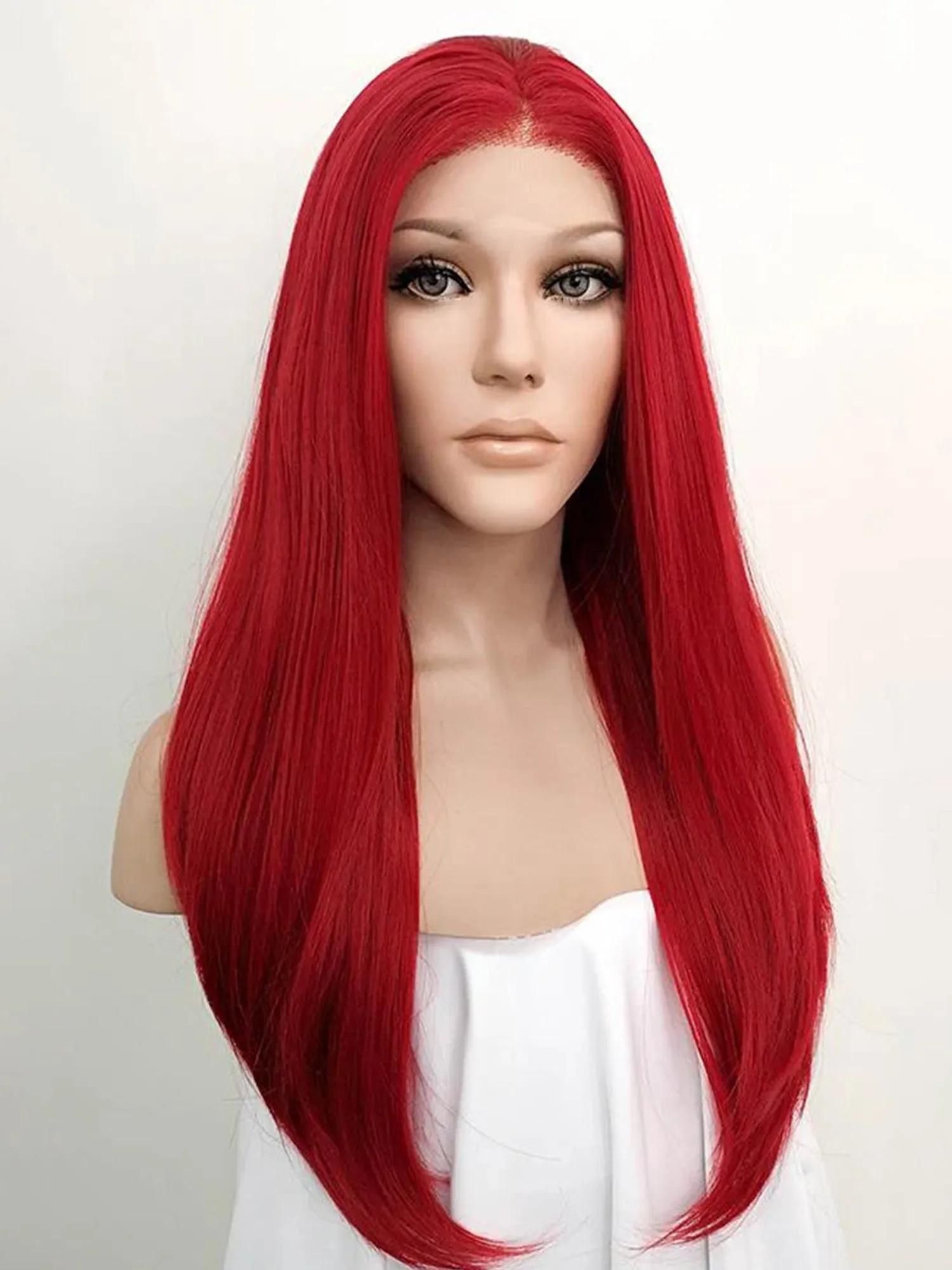 24" Red Lace Front Synthetic Hair Wig 20020