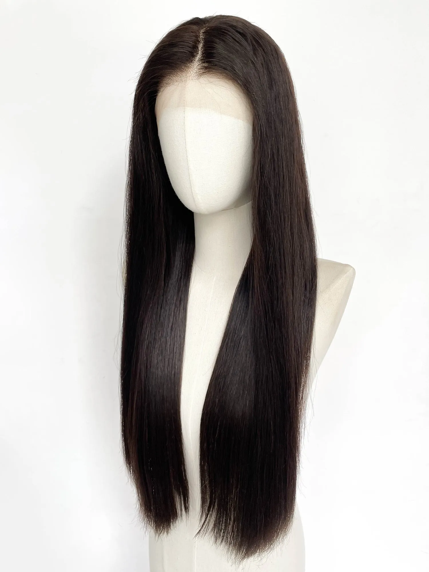 25" Long Straight Brunette Lace Front Remy Human Hair HHC037