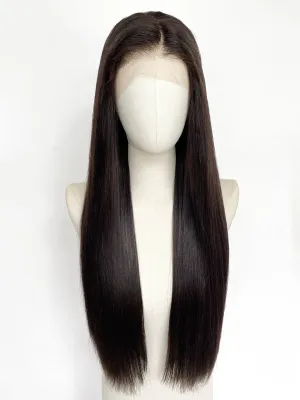 25" Long Straight Brunette Lace Front Remy Human Hair HHC037