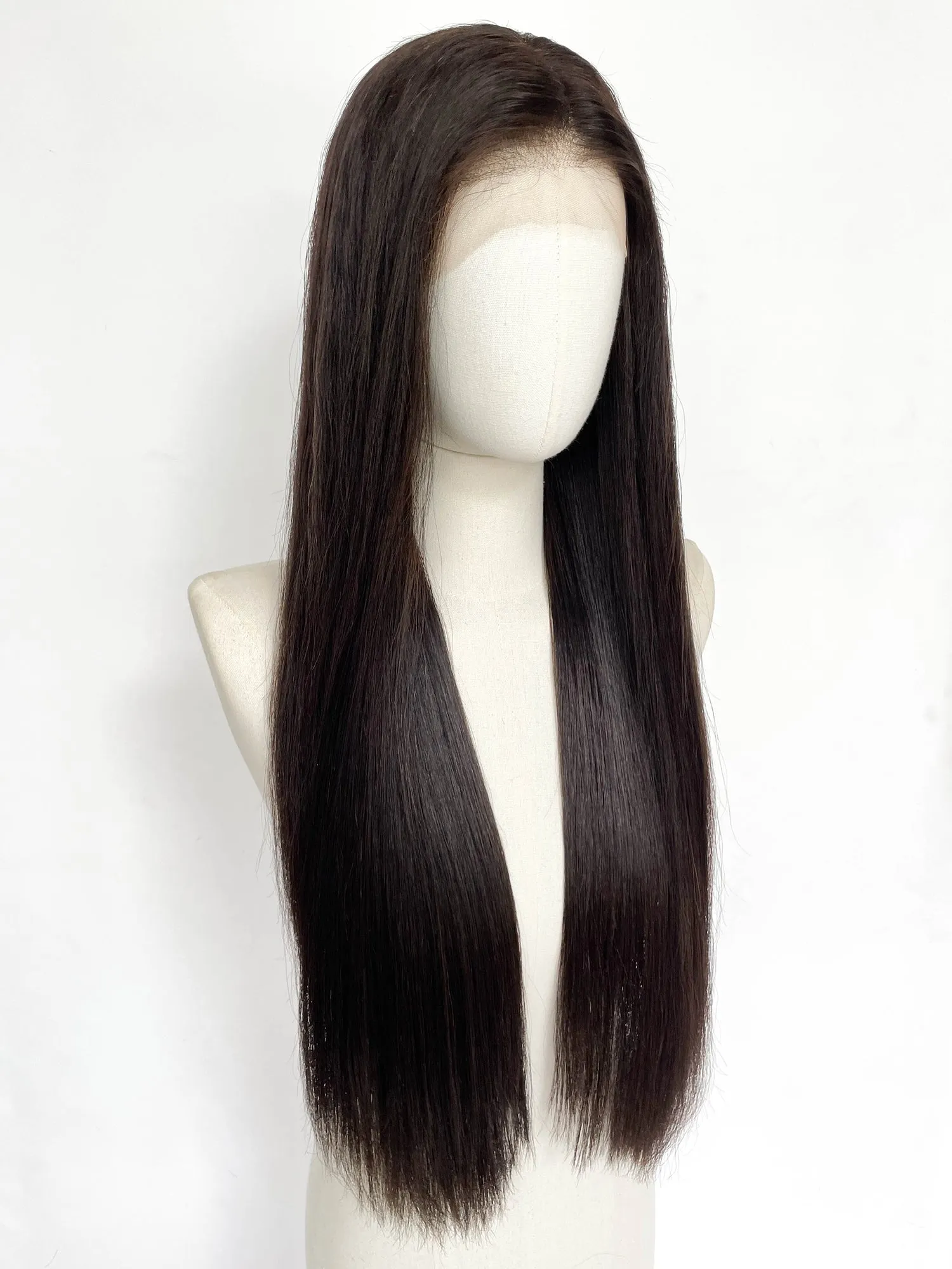 25" Long Straight Brunette Lace Front Remy Human Hair HHC037