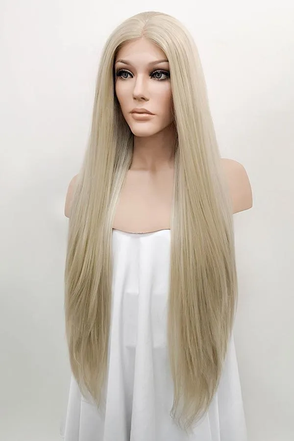 30" Ash Blonde Lace Front Synthetic Wig 10092