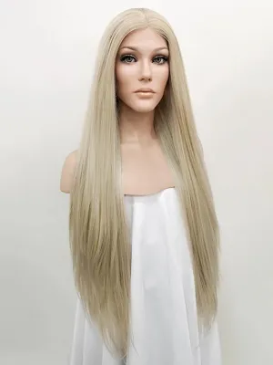 30" Ash Blonde Lace Front Synthetic Wig 10092