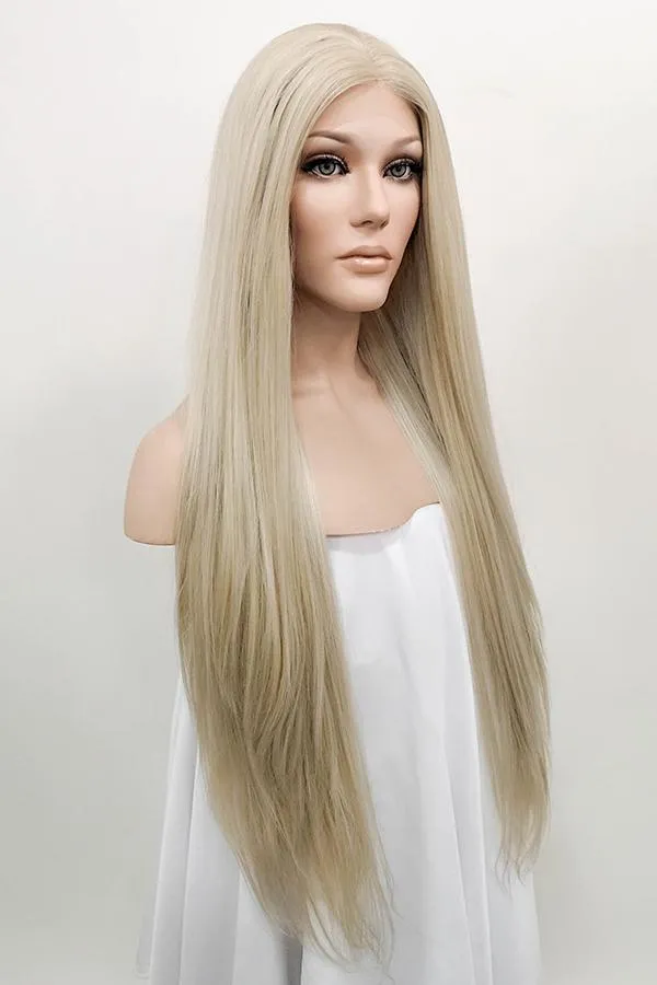 30" Ash Blonde Lace Front Synthetic Wig 10092