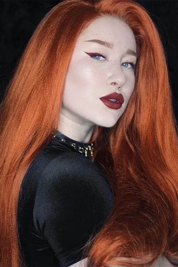 30" Auburn Yaki Lace Front Wig 10009