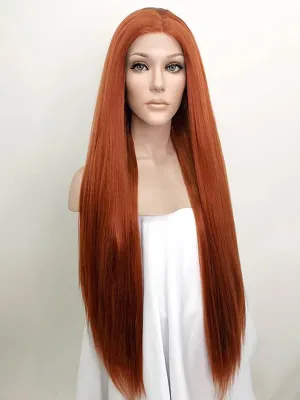 30" Auburn Yaki Lace Front Wig 10009