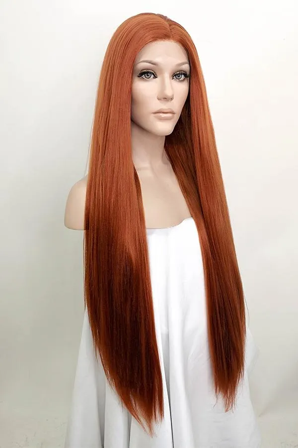 30" Auburn Yaki Lace Front Wig 10009