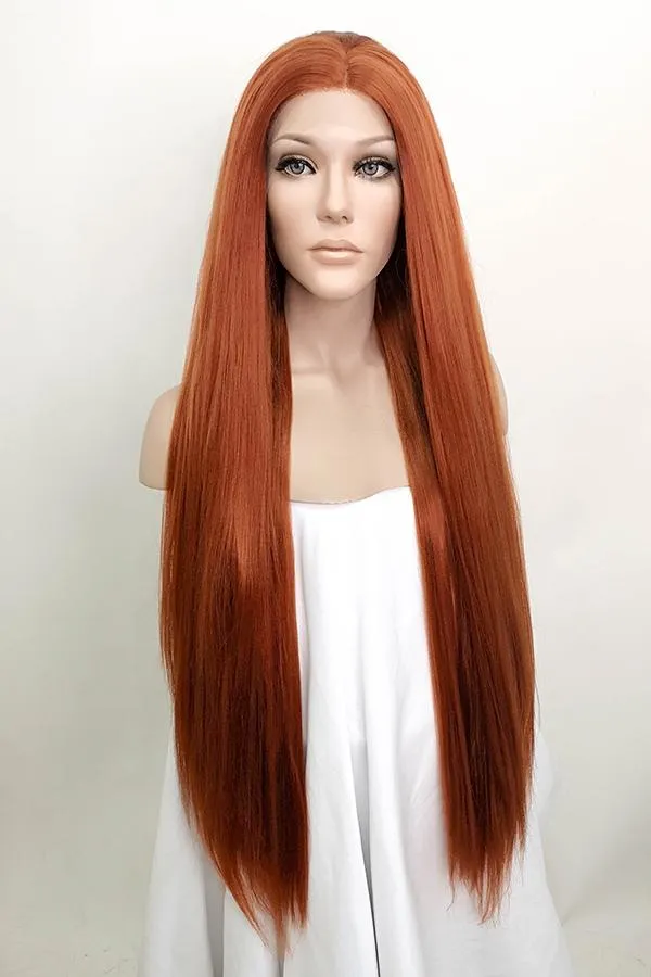 30" Auburn Yaki Lace Front Wig 10009