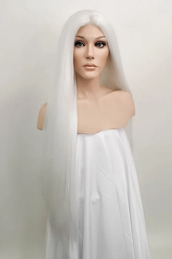 30" Pure White Yaki Lace Front Synthetic Wig 10011