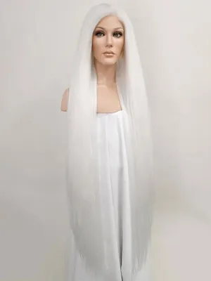 30" Pure White Yaki Lace Front Synthetic Wig 10011