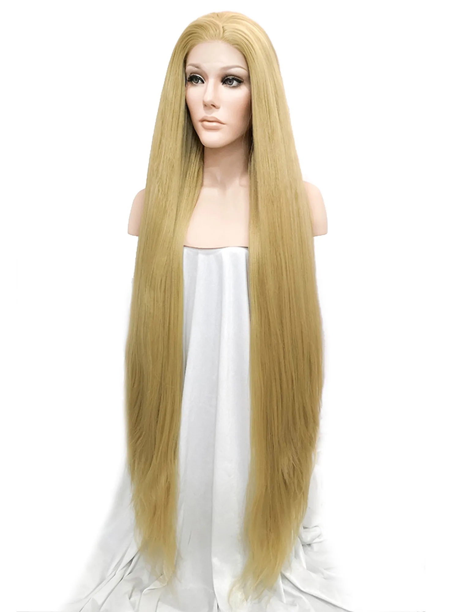 42" Blonde Yaki Lace Front Synthetic Wig 10059