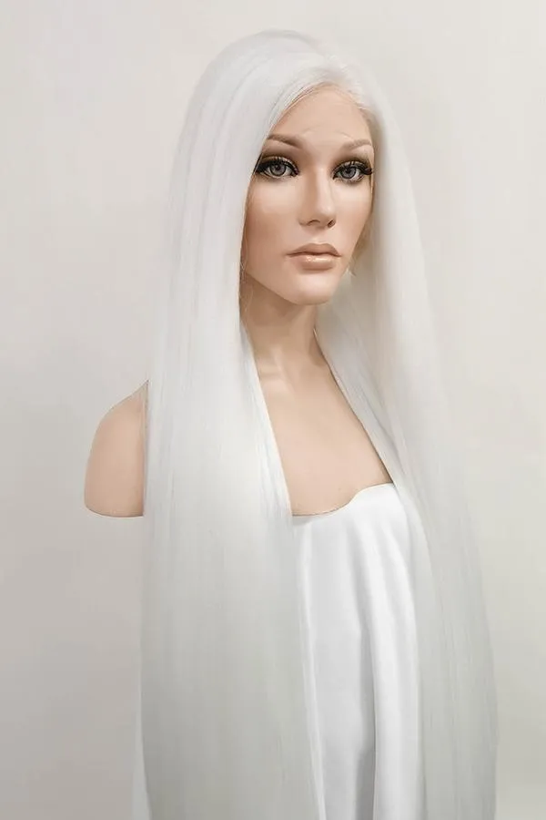 42" White Yaki Lace Front Synthetic Wig 10054