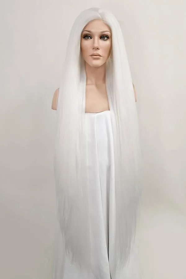 42" White Yaki Lace Front Synthetic Wig 10054