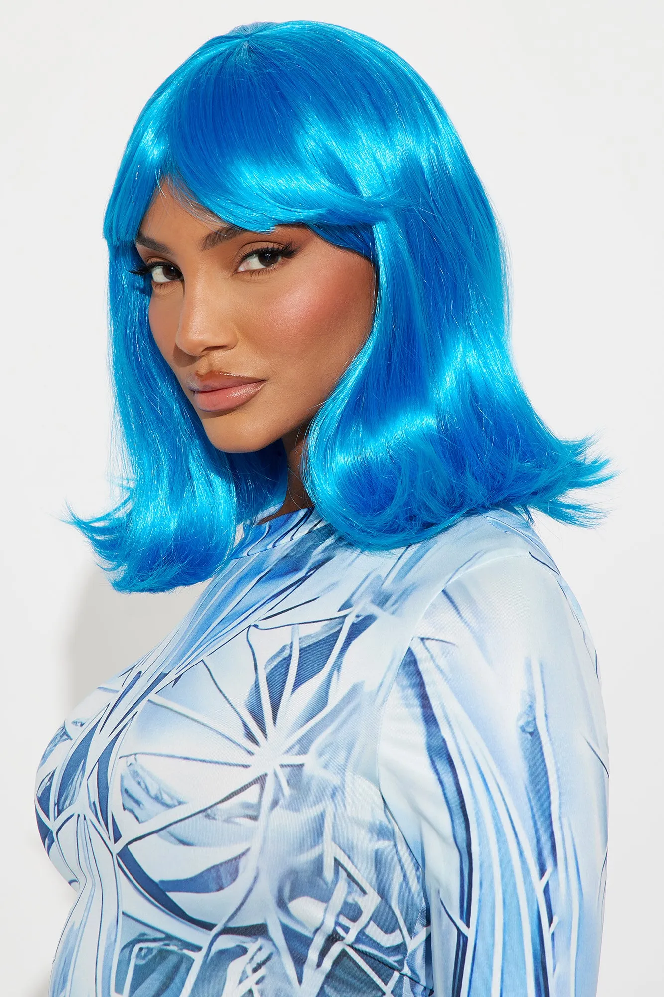 50's Retro Babe Bob Costume Wig - Blue