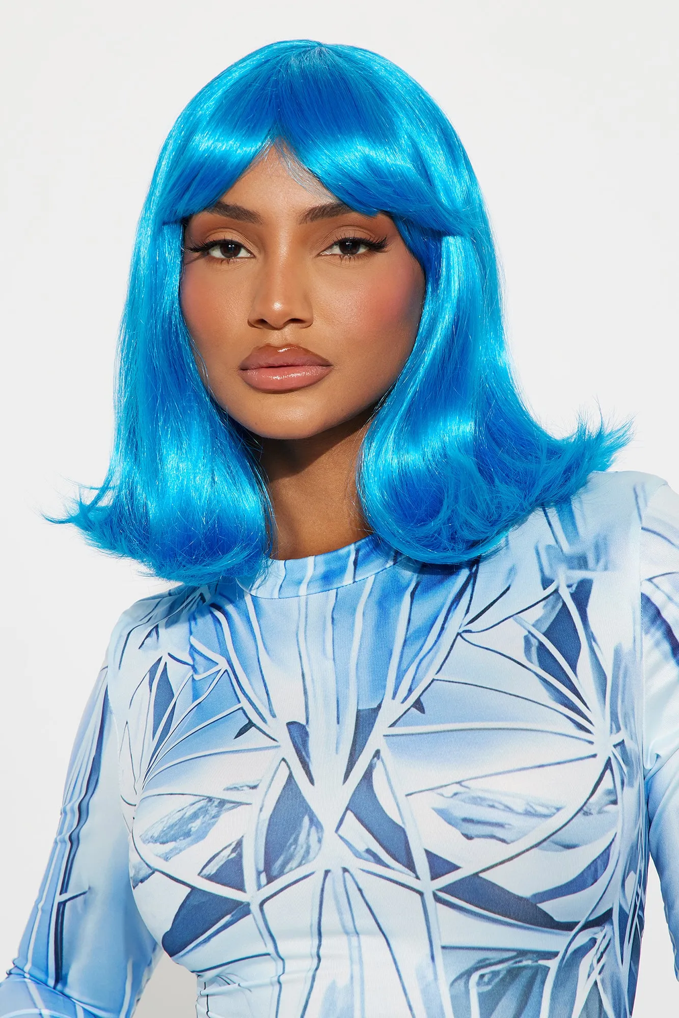 50's Retro Babe Bob Costume Wig - Blue