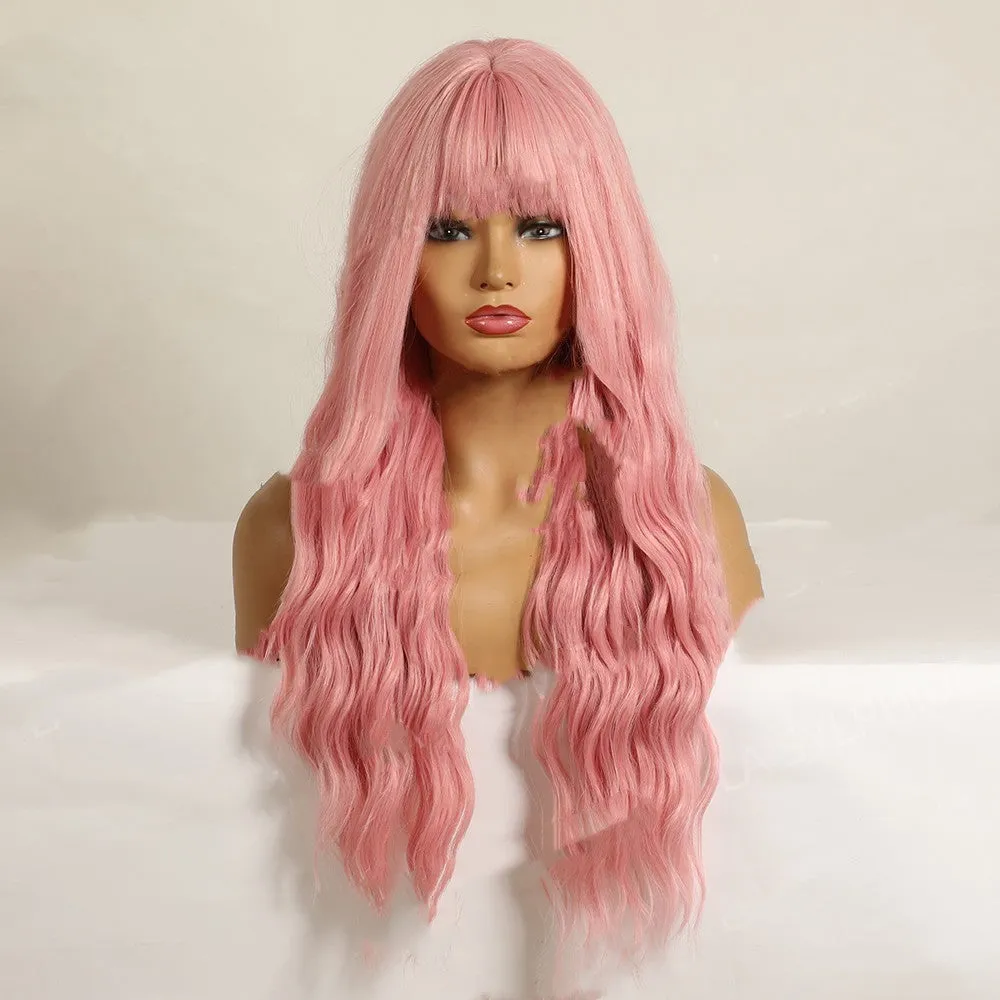 Air Bangs Wavy Long Curly Hair  Chemical Fiber Wig Female