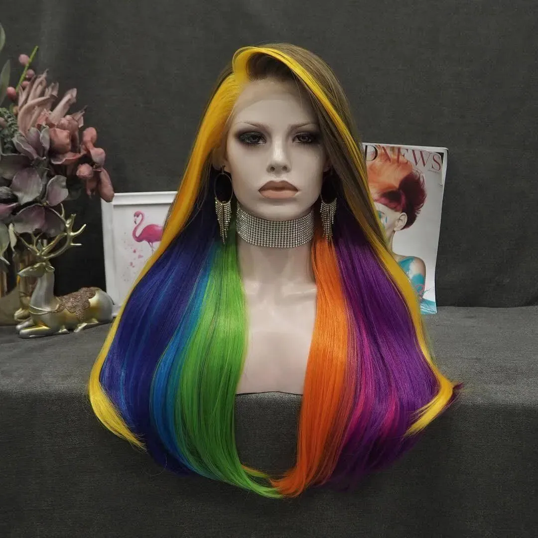 Brown/Rainbow mix Wig