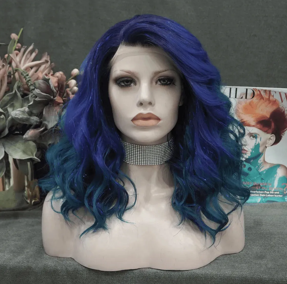Dark Blue With Tinsel Wig