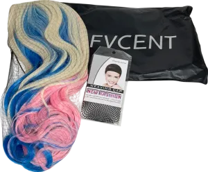 fvcent White 26 Inches Long Loose Curly Mixed Color Women's Cosplay Carnival Wig,harley Quinn One Size