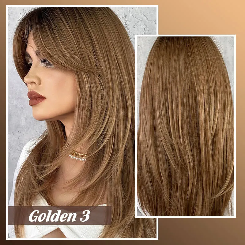 Last Day Sale 50% OffWig long hair Layered Bangs Wigs