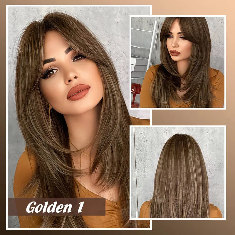 Last Day Sale 50% OffWig long hair Layered Bangs Wigs