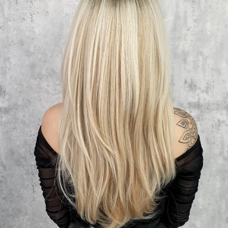 Layered bangs long wig