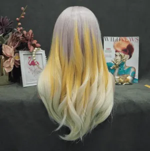 Light Purple to Blonde Ombre with Tinsel Wig