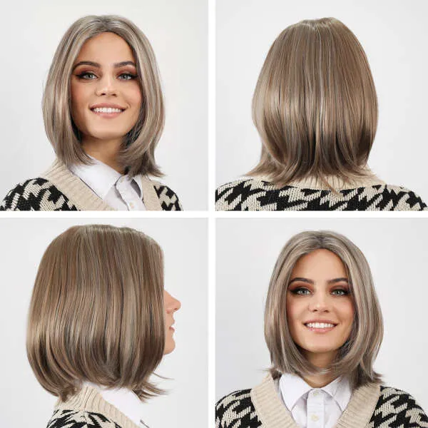 Noelle - Modern caramel-blonde bob wig