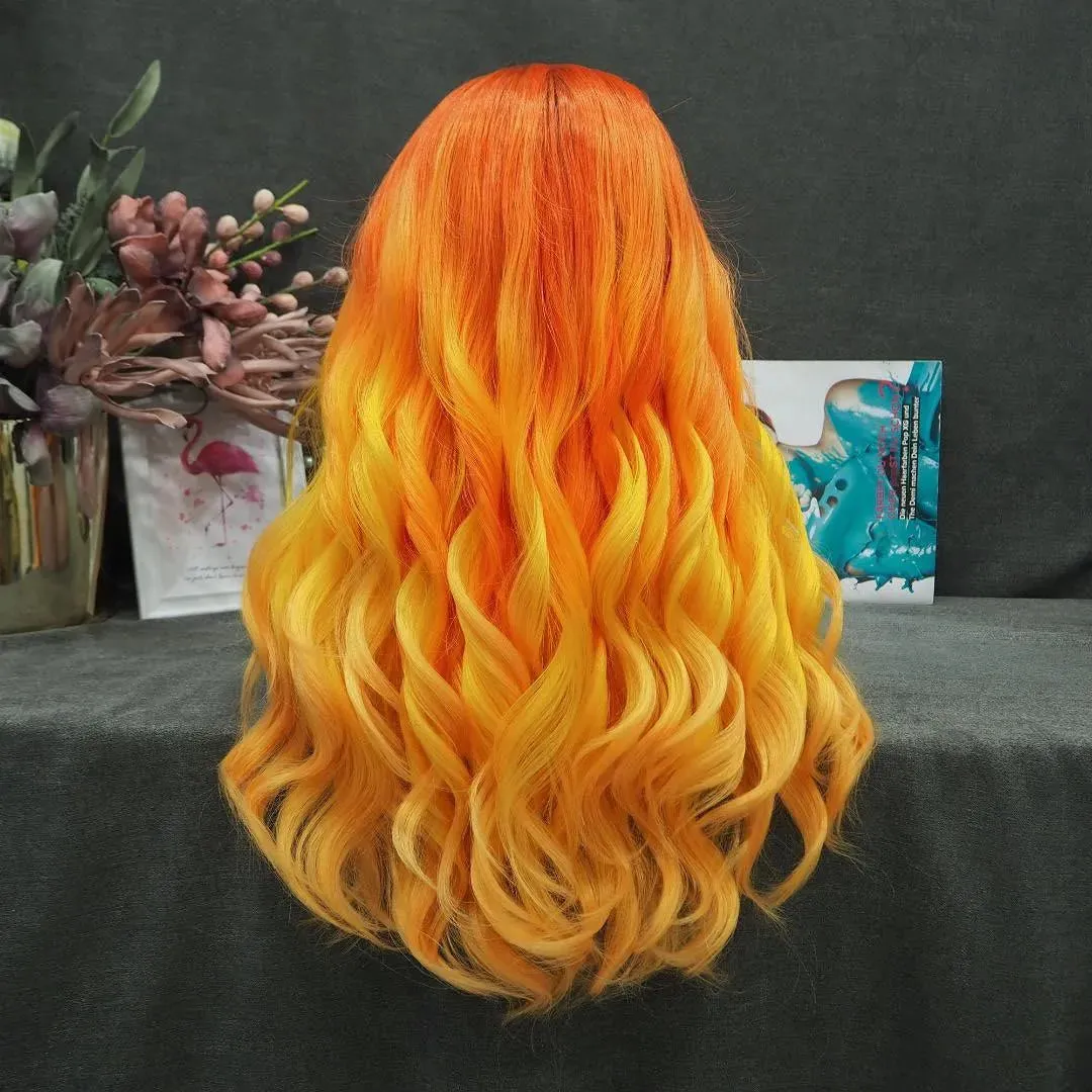 Orange to Yellow Long Wig