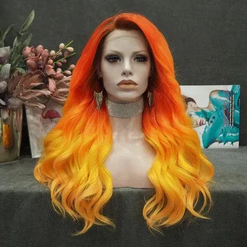 Orange to Yellow Long Wig