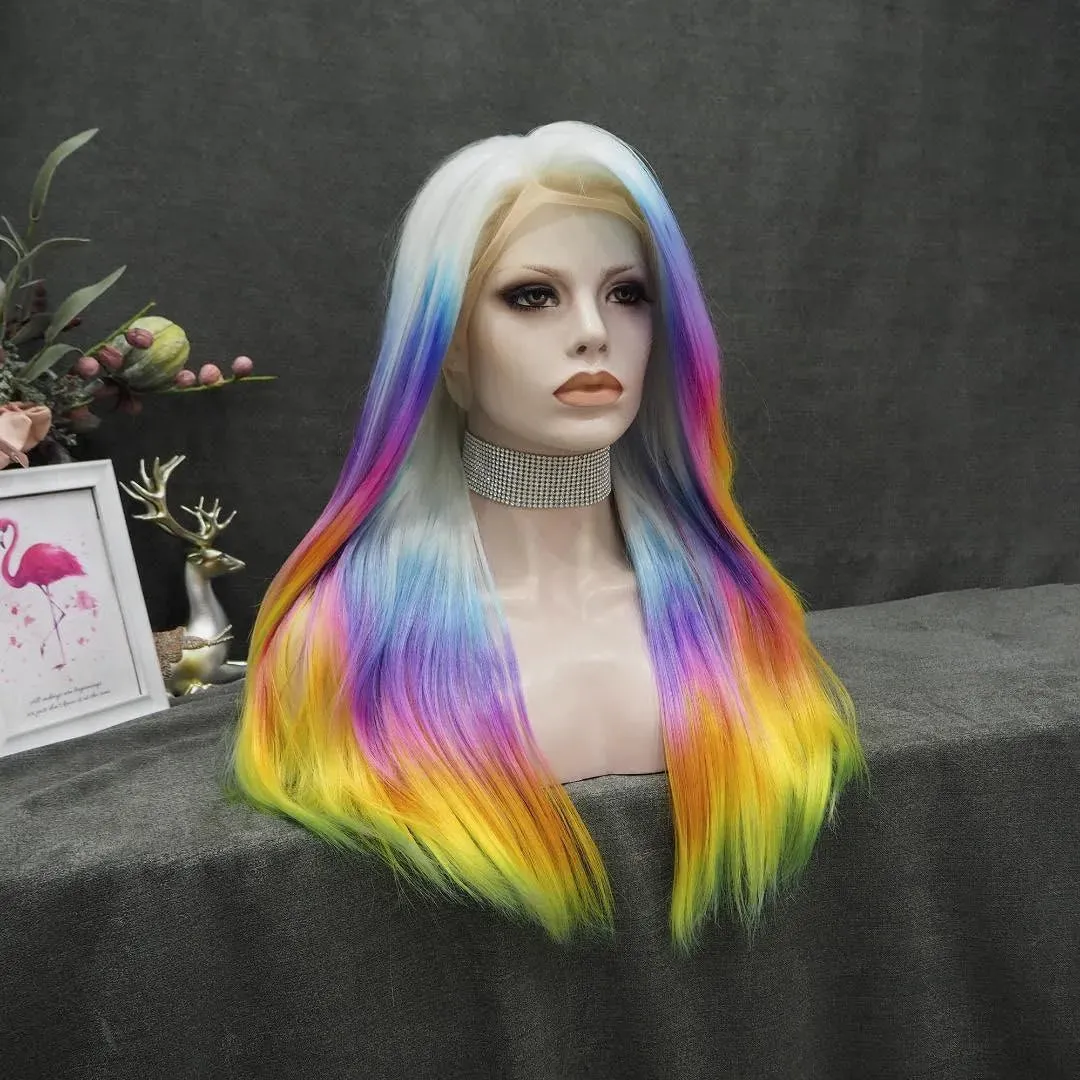 Palette Rainbow Multi Colourful Long Wig