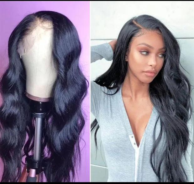 Real shot Europe and America ladies temperament free big wave long curly hair fluffy black front lace chemical fiber wig headgear