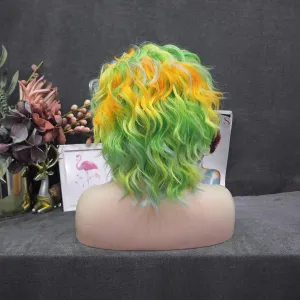 Spring Green and Orange Yellow Wig