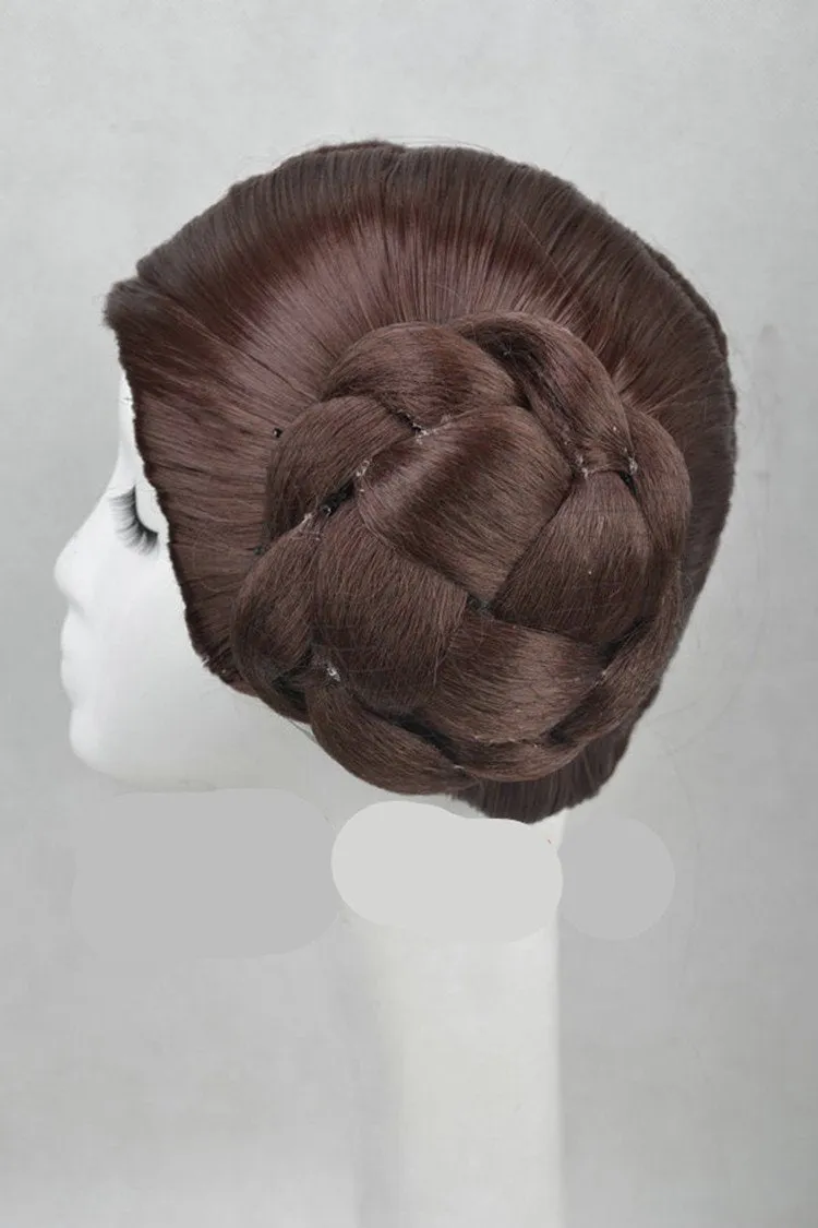 Star Wars Princess Leia Organa Solo Wig Short Brown Costume Hair With Two Buns Cosplay