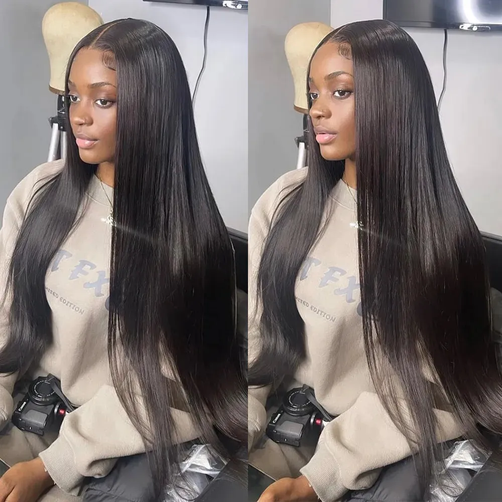Trendy 30 Inch Lace Brazilian Bone Straight Human Hair Wig
