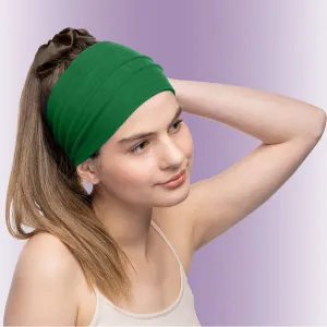 Women's Headbands Cotton Jersey 5" Wide Yoga Fitness Fashion Made in the USA Green